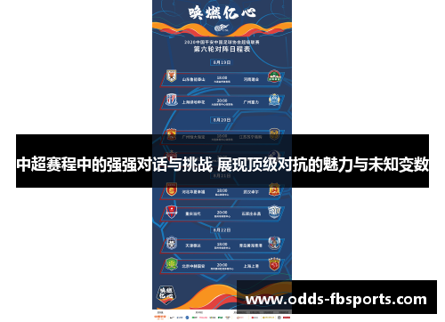 中超赛程中的强强对话与挑战 展现顶级对抗的魅力与未知变数
