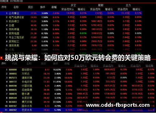 挑战与荣耀：如何应对50万欧元转会费的关键策略